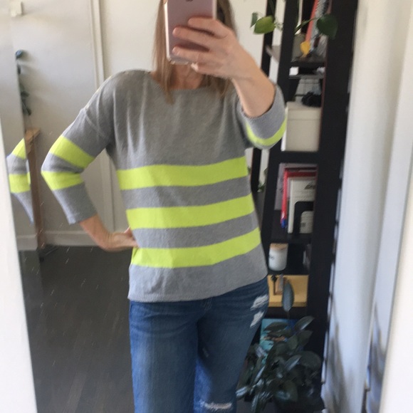 GAP Citron Colorblock Stripe Cotton Cashmere Blend Sweater, size Medium Tall ❤️ - Picture 12 of 13